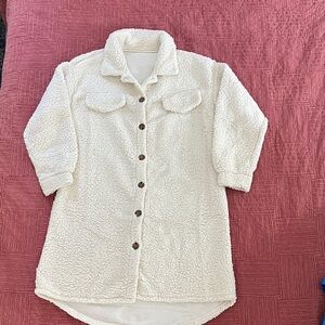 Women’s large fuzzy long teddy sweater Cozy Cream Sherpa